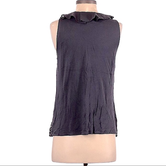 LC Lauren Conrad size small sleeveless top ruffle collar sheer sparkle front EUC - Picture 5 of 16